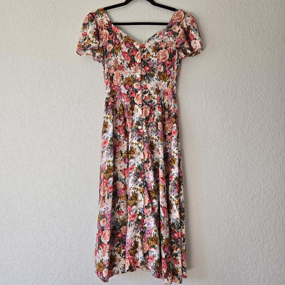 Country Romance Vintage Floral Midi Sundress M Sweetheart Cottagecore
